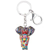 Elephant Keyring Mosaic Bag Charm Multi Coloured Metal Keychain - Multi