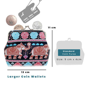 Elephant Coin Purse Ladies Faux Leather Card Holder - Large Coin Purse by Fashion Accessories