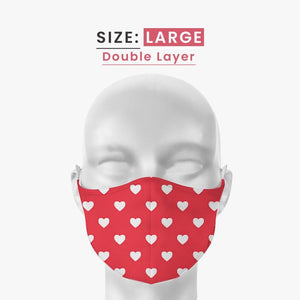 Heart Print Cotton Adjustable Double Layered Face Mask - Face Covering by Puckator