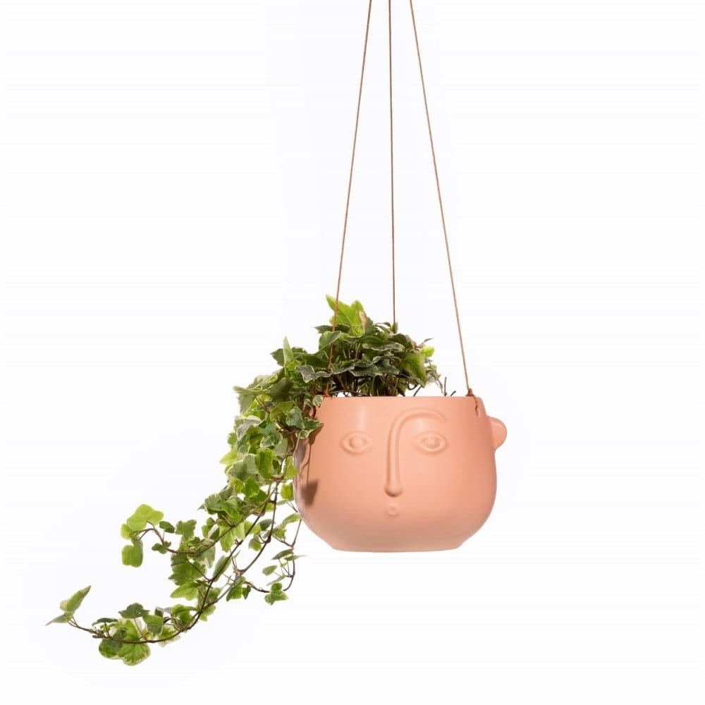 Face Hanging Planter Matte Pink and Matte Black - Pots and Planters by Sass & Belle
