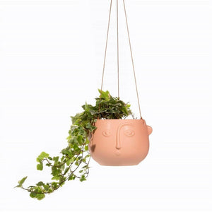 Face Hanging Planter Matte Pink and Matte Black