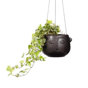 Face Hanging Planter Matte Pink and Matte Black
