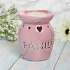 Family Wax Melter, Oil Burner with Cut-Out Hearts - Pink