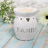 Family Wax Melter, Oil Burner with Cut-Out Hearts - White
