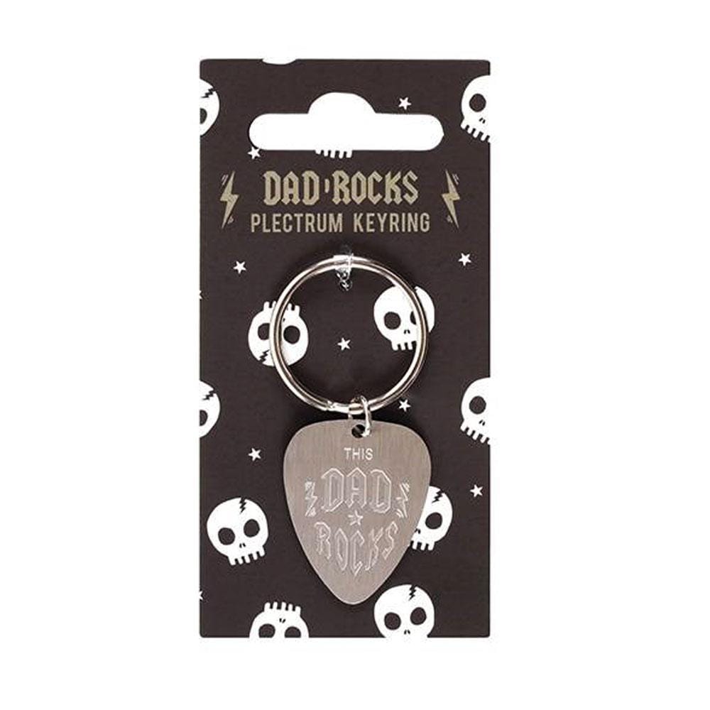Fathers Day - Dad Rocks Keyring - Plectrum Shape - Daddy Day Gifts - Bag Charms & Keyrings by Fashion Accessories
