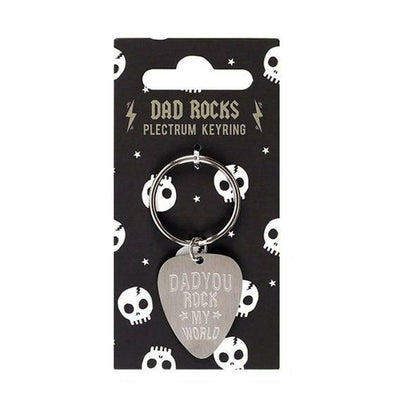 Plectrum keyring with metal ring and heart charm with "Daddy" message