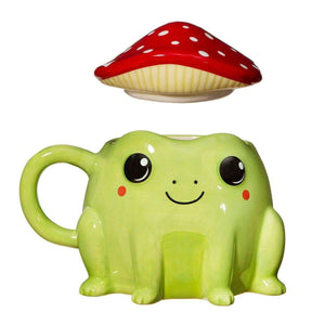 Fergus Frog Mug With Red Mushroom Lid by Sass and Belle