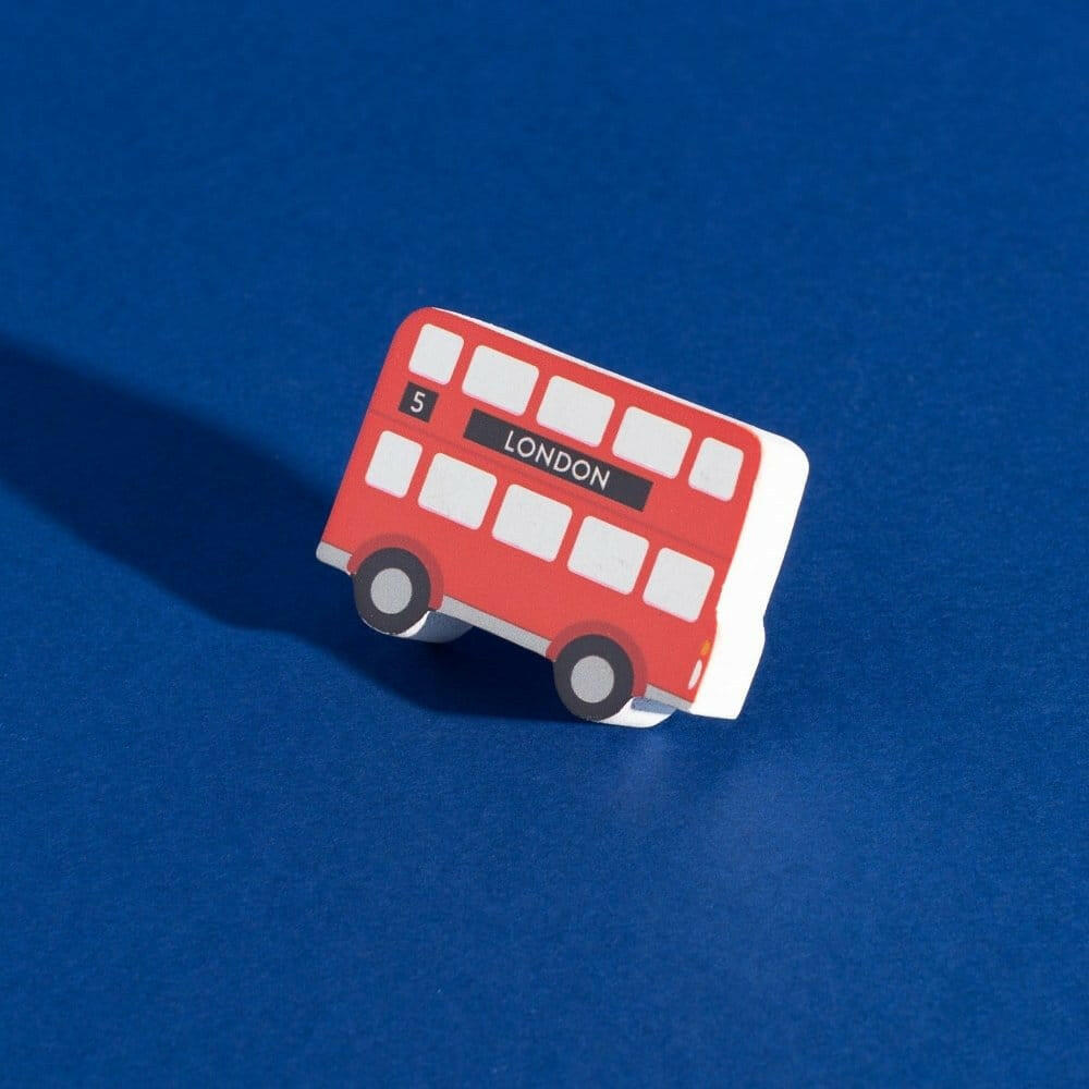 Kids wall hook in red London bus shape with small mounting base