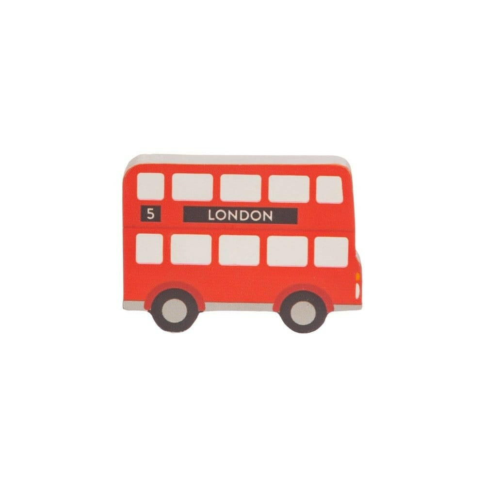 Kids drawer knob in red London bus design with white window panels