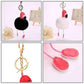 Flamingo Pom Pom Keyring Fluffy Faux Fur Bag Charm UK Seller - Bag Charms & Keyrings by Fashion Accessories