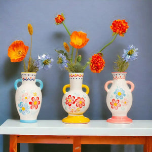 The Fashion Gift Shop: Folk Floral Small Vase Assorted Colours by Sass and Belle by Sass and Belle, VASES
