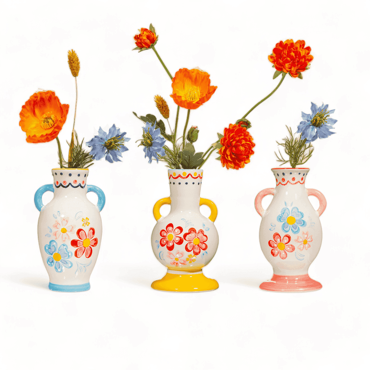 Folk Floral Small Vase Assorted Colours by Sass and Belle