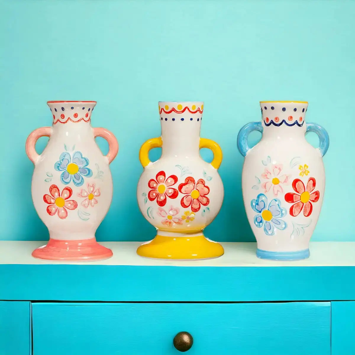 The Fashion Gift Shop: Folk Floral Small Vase Assorted Colours by Sass and Belle by Sass and Belle, VASES