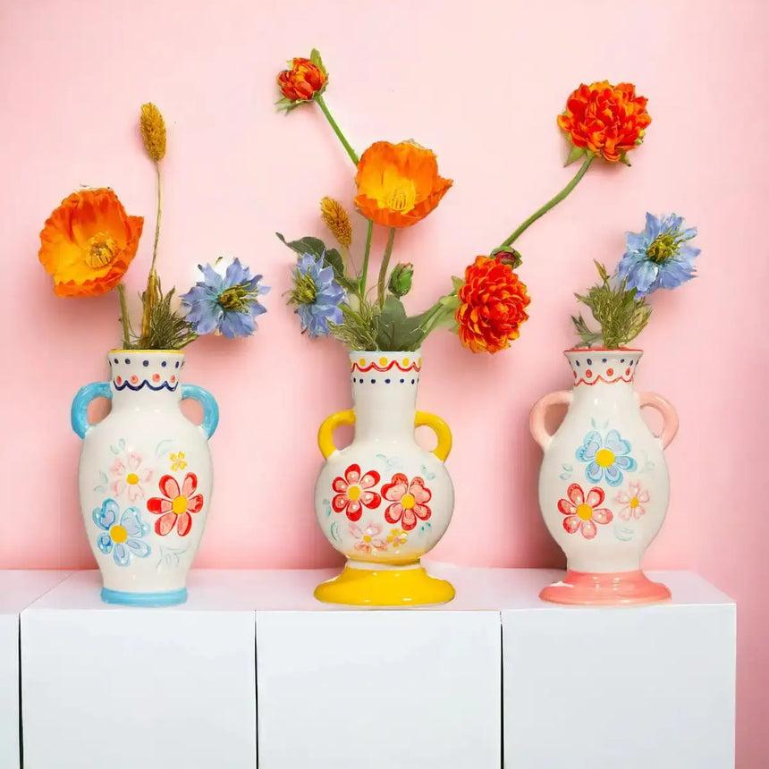 The Fashion Gift Shop: Folk Floral Small Vase Assorted Colours by Sass and Belle by Sass and Belle, VASES