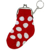 Fun Novelty Sock Shaped Coin Purse - Red White Spots