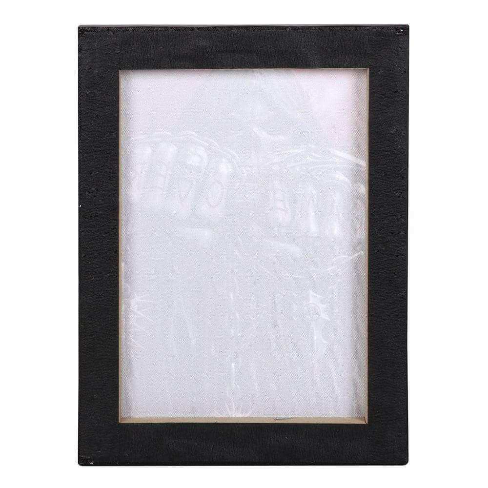 Wall canvas plaque backing with black frame and white panel