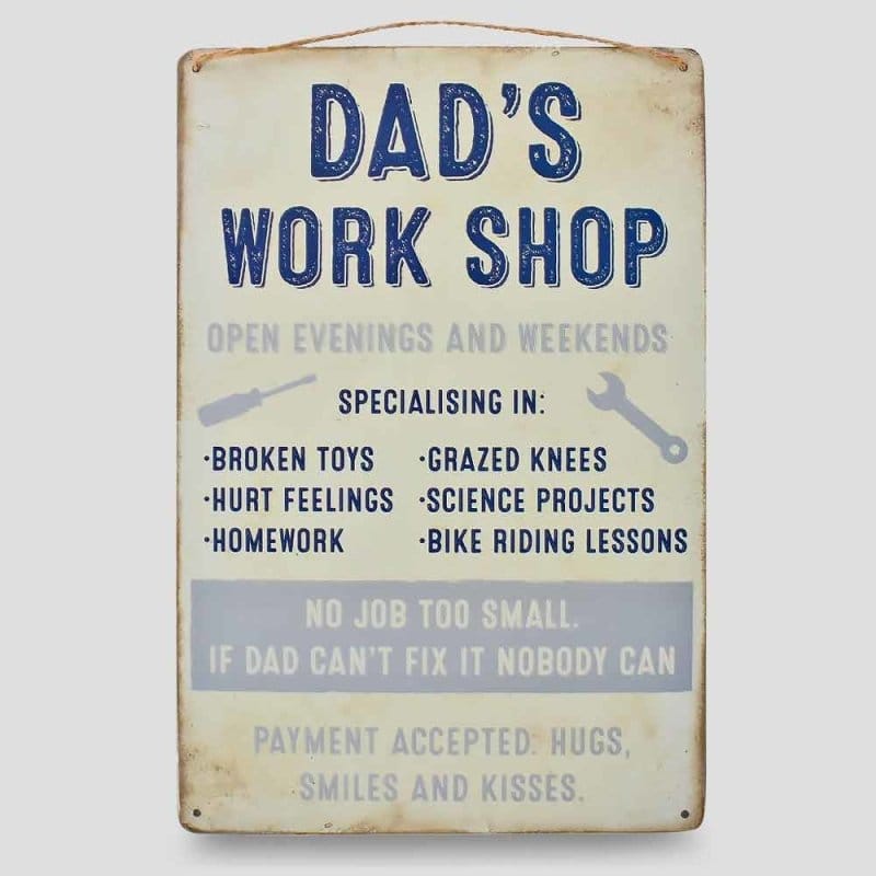 Dad's Work Shop Shed Metal Sign - Garden Signs by Jones Home & Gifts