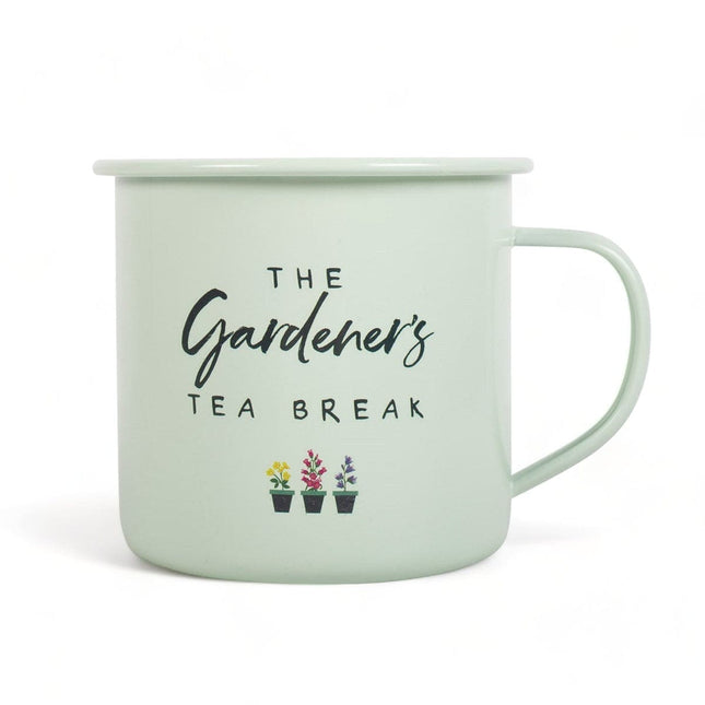 Gardener's Tea Break Enamel Mug - Gardener's Tea Break - Mugs and Cups by Jones Home & Gifts