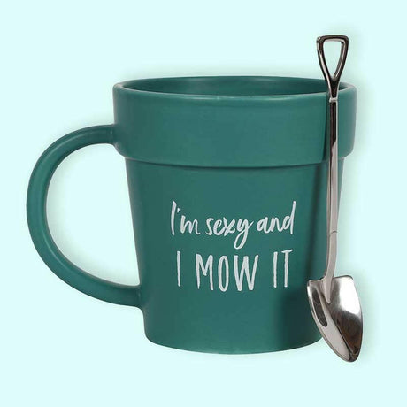 The Fashion Gift Shop: Gardening Plant Pot Mug with shovel Spoon Gift for Him by Jones Home & Gifts, Mugs and Cups