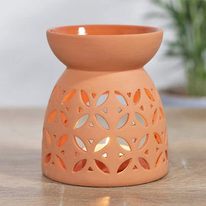 Geometric Cut-out Terracotta Effect Oil Burner - Wax-Melt Warmer - Oil Burner & Wax Melters by Jones Home & Gifts