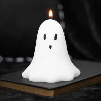 Ghost Shaped Candle Hey Boo 10cm Unscented - Candles by Spirit of equinox