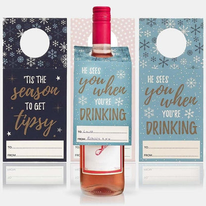 Winter Magic Set of 3 Wine, Gin, Whisky Bottle Gift Tags - Gift Tags & Labels by Jones Home & Gifts