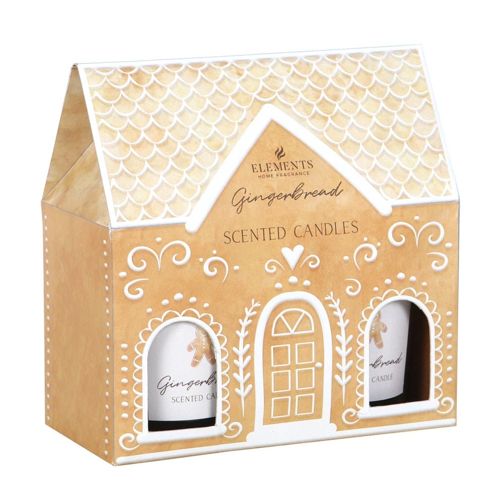 Gingerbread House With Set of 2 Candles With Cork Lids - Candles by Jones Home & Gifts