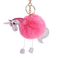 Girls Ladies Unicorn Pom Pom Keyring Soft Fluffy Faux Fur Handbag Bag Charm - Bag Charms & Keyrings by Fashion Accessories