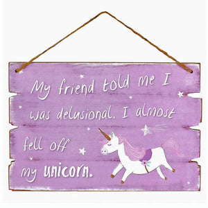 Girls Unicorn Bed Room Hanging Wall Sign Decoration - Hanging Decoration by Jones Home & Gifts