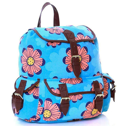 Girls Womens Flower Pattern Canvas Backpacks Back to School Rucksacks Bags - Backpacks & School Bags by Karabar Bags