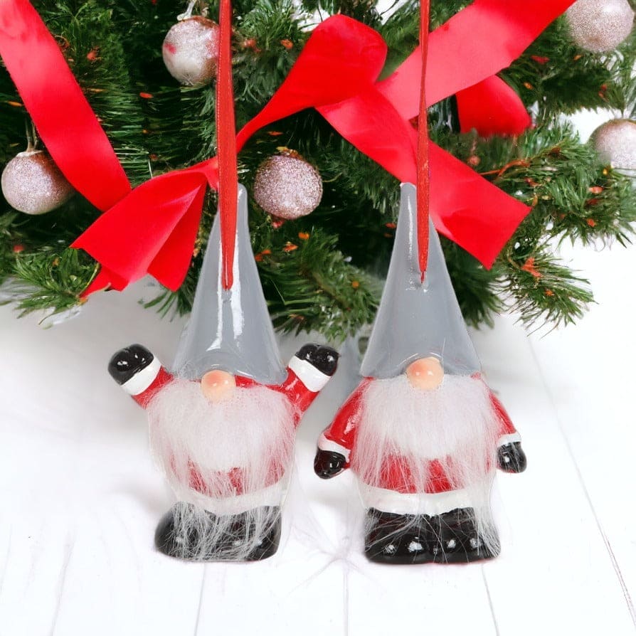 Gonk Style Santa Hanging Christmas Decoration Set of 2, 10cm - Seasonal & Holiday Decorations by Jones Home & Gifts