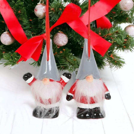 The Fashion Gift Shop: Gonk Style Santa Hanging Christmas Decoration Set of 2, 10cm by Jones Home & Gifts, Seasonal & Holiday Decorations