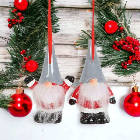 The Fashion Gift Shop: Gonk Style Santa Hanging Christmas Decoration Set of 2, 10cm by Jones Home & Gifts, Seasonal & Holiday Decorations