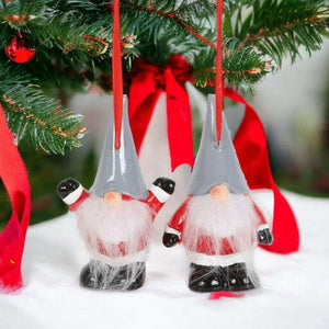 The Fashion Gift Shop: Gonk Style Santa Hanging Christmas Decoration Set of 2, 10cm by Jones Home & Gifts, Seasonal & Holiday Decorations