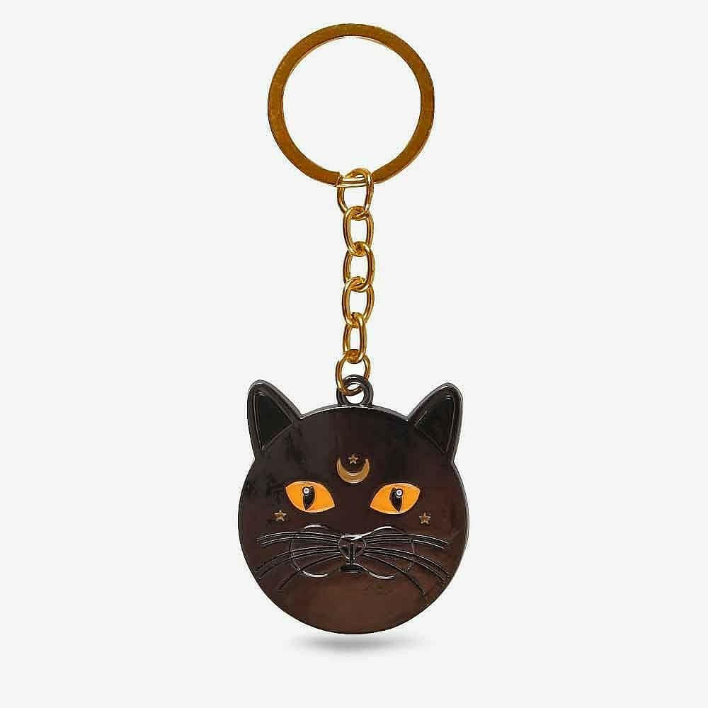 Gothic Cat Keyring with Half Moon Design  Spirit of equinox  The Fashion Gift Shop .