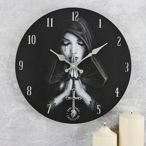 Gothic Prayer Wall Clock By fantasy Artist Anne Stokes - Wall Clocks by Anne Stokes