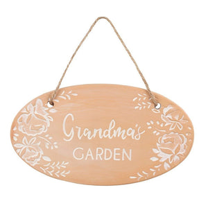 Grandma's Garden Terracotta Plaque - Garden Hanging Sign - Garden Signs by Jones Home & Gifts