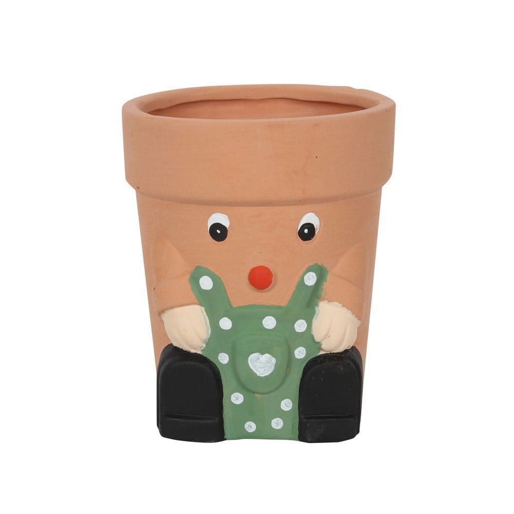 Green and Red Pot Man/Lady Terracotta Planter Garden Pots - Pots & Planters by Jones Home & Gifts