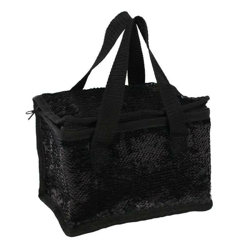 The Fashion Gift Shop: Green & Black Reversible Sequin Lunch Cool Bags by Jones Home & Gifts, Insulated lunch bag