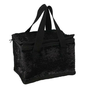 The Fashion Gift Shop: Green & Black Reversible Sequin Lunch Cool Bags by Jones Home & Gifts, Insulated lunch bag