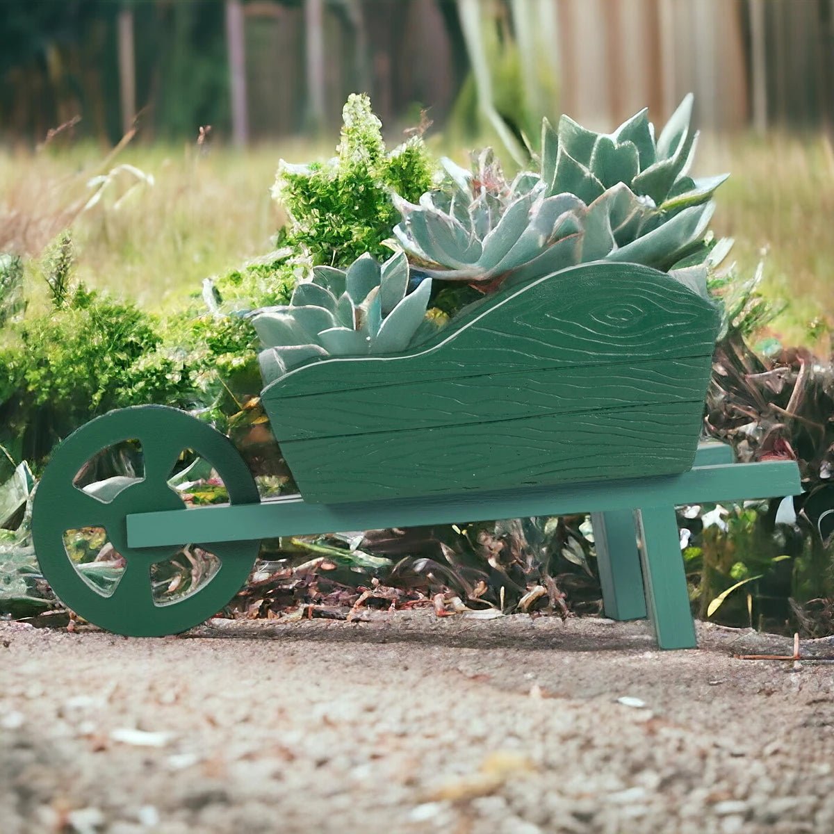 Green Resin Wheelbarrow Planter - Pots and Planters by Jones Home & Gifts