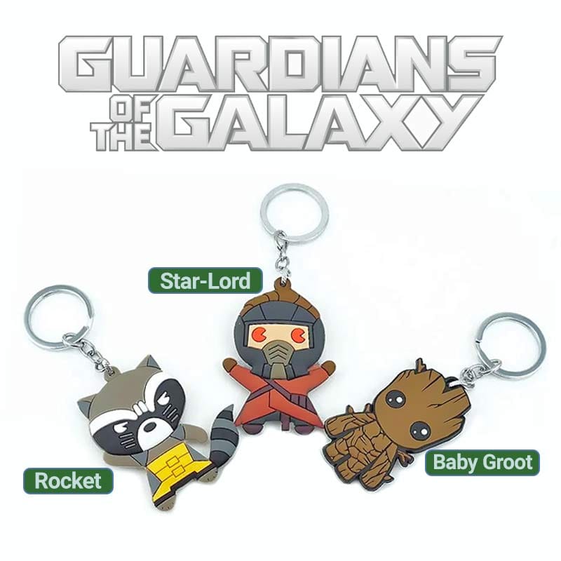 Guardians Of The Galaxy Character Keyrings, Groot, Rocket, Star-Lord - Bag Charms & Keyrings by Fashion Accessories