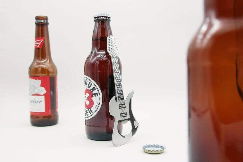 Rock Guitar Bottle Opener - a stylish and durable stainless steel pocket tool for guitar lovers! by Luckies
