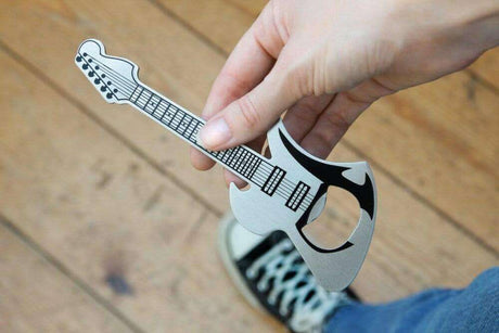 The Fashion Gift Shop: Rock Guitar Bottle Opener - a stylish and durable stainless steel pocket tool for guitar lovers! by Luckies, Bottle Openers