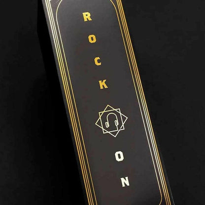 Rock On headphone stand gift box side with ROCK ON letters and headphone icon