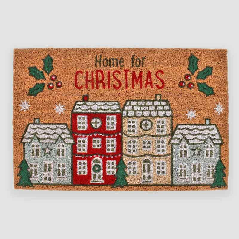 The Fashion Gift Shop: Home For Christmas Festive Natural Doormat, Door - Scape by Jones Home & Gifts, Door Mats