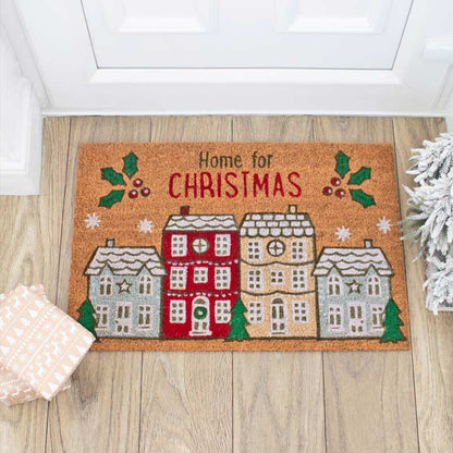 Home For Christmas Festive Natural Doormat, Door-Scape - Door Mat by Jones Home & Gifts