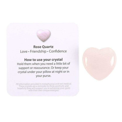 Rose quartz card with pink heart icon and instructions text