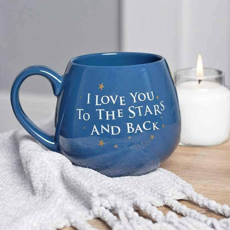The Fashion Gift Shop: I love you to the stars and back - Ceramic Round Blue Mug by Jones Home & Gifts, Mugs and Cups