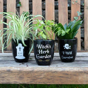 Black Gothic Plant Pot Skull I Will Survive Text Gardening Gifts - The Fashion Gift Shop by Spirit of equinox